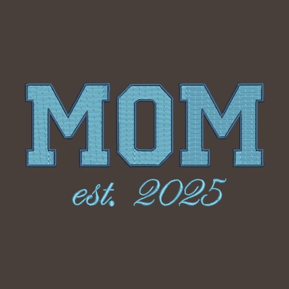 MOM Embroidered Adult Unisex Crewneck Sweatshirt New Mom 2025 Light Blue Thread - Picture 5 of 8